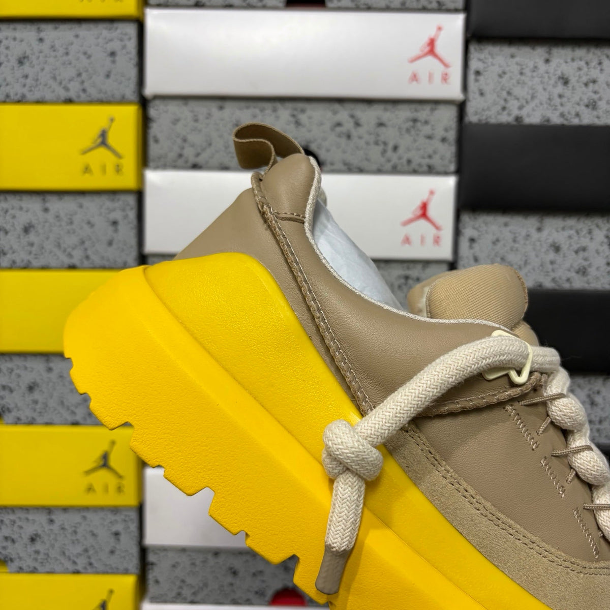 UGG Tazz Platform Sneaker – Women’s Wool-Lined Lace-Up in Cream with Yellow Sole